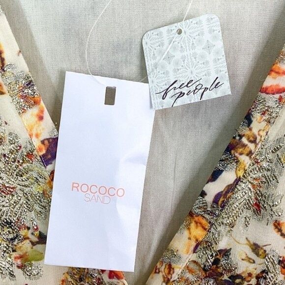 ROCOCO SAND Cara Mini Dress NWT Womens Small Floral Metallic Free People Boho - Picture 11 of 15